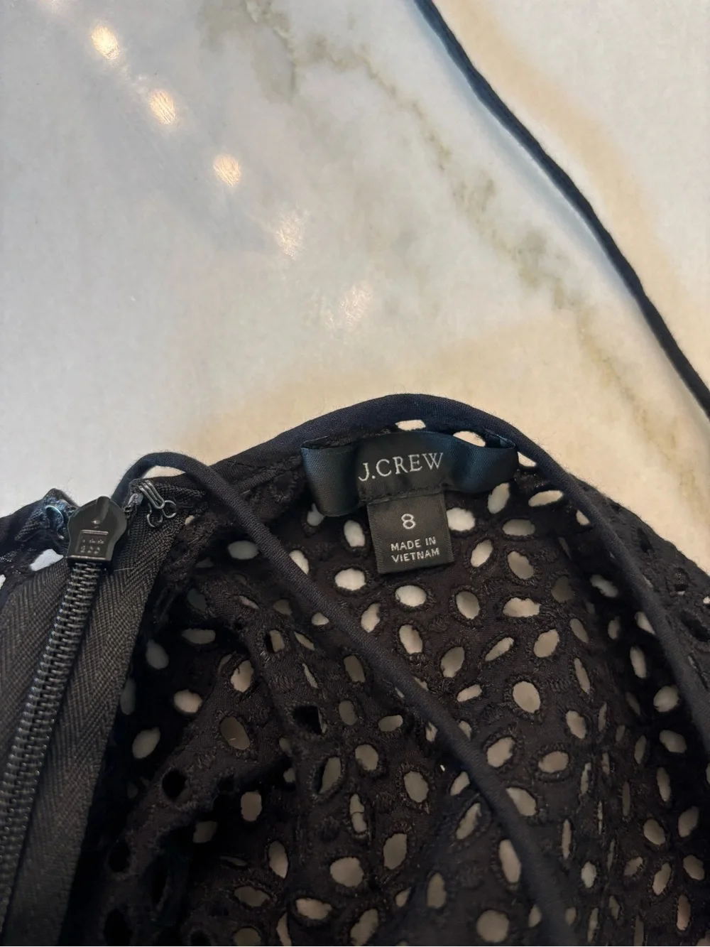 J. Crew Black Eyelet Mesh Cotton Puff-Sleeve Flowy Blouse Size 8